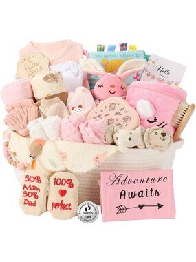 Deluxe Baby Shower Gift Basket for Girls | Newborn Essentials & Keepsakes